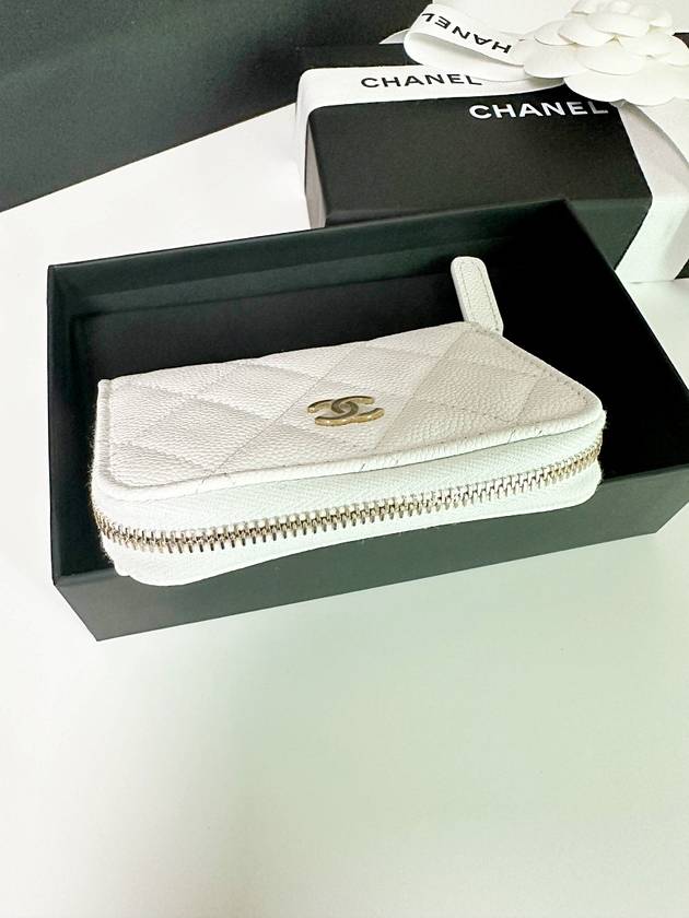 Classic zipper card wallet caviar white AP0216 - CHANEL - BALAAN 2