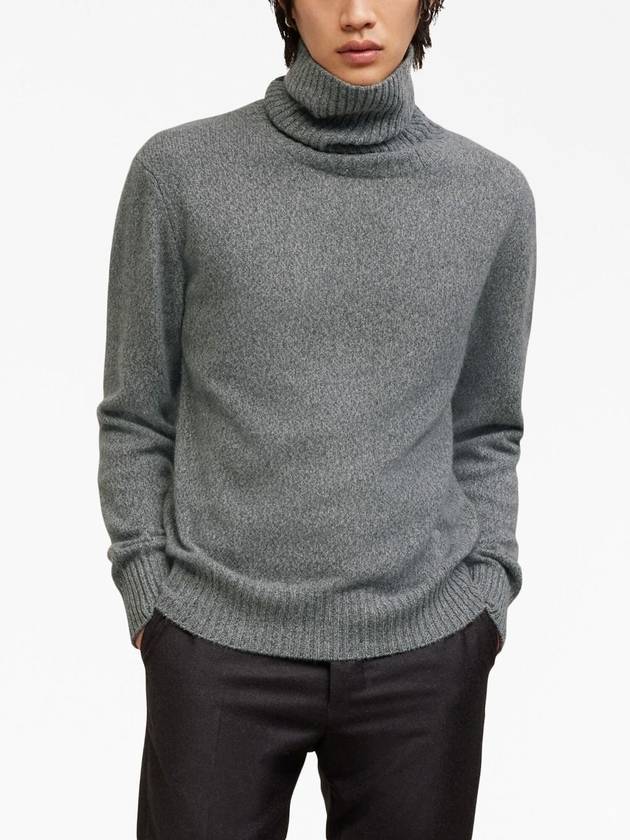 Heart Logo Cashmere Turtleneck Grey - AMI - BALAAN 5