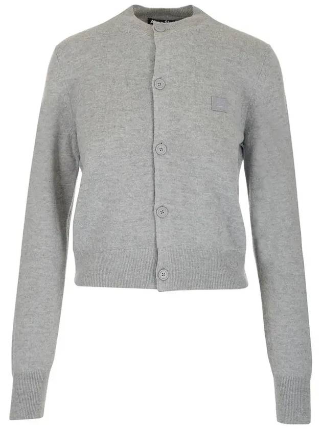 Face Patch Crop Cardigan Light Grey Melange - ACNE STUDIOS - BALAAN 3