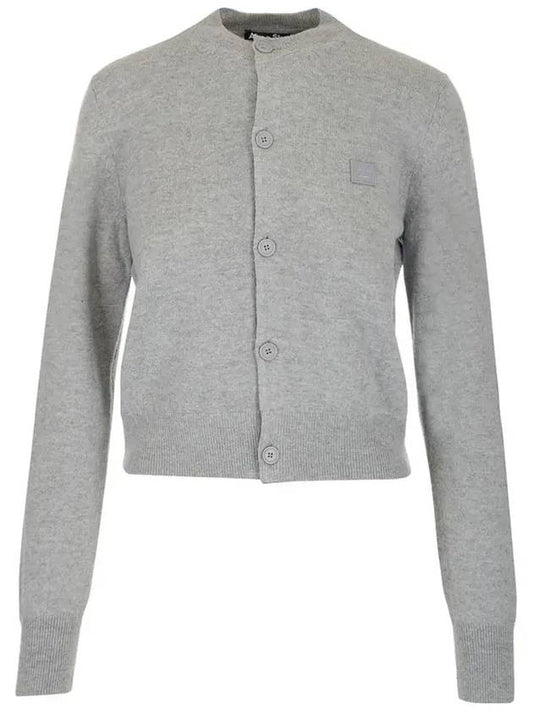 Face Patch Crop Cardigan Light Grey Melange - ACNE STUDIOS - BALAAN 2