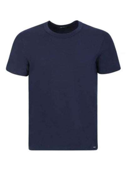 Cotton Crew Neck Short Sleeve T-Shirt Navy - TOM FORD - BALAAN 2