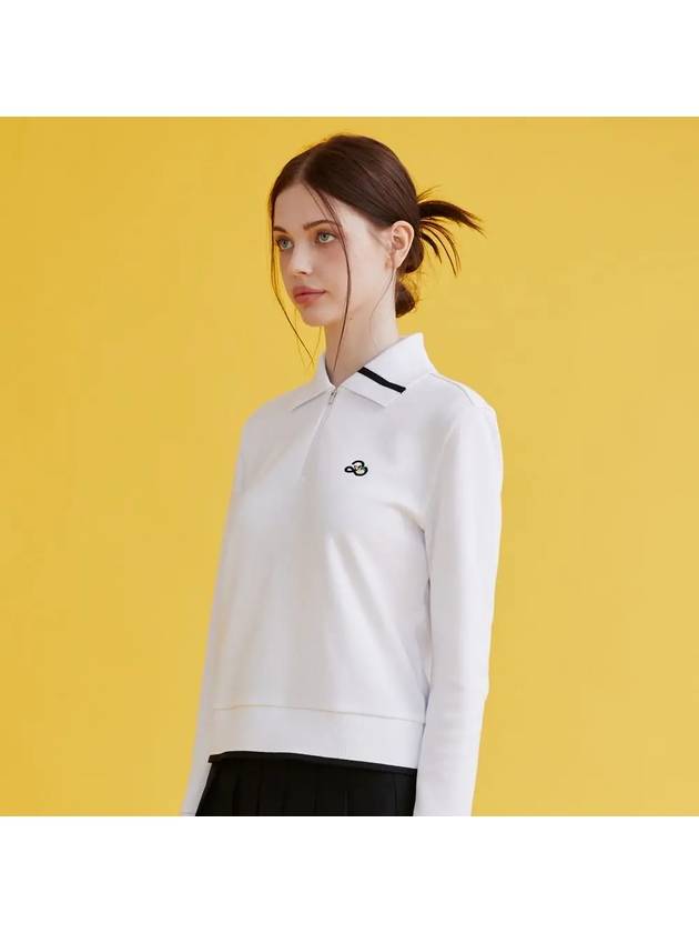 YOKO Collar Neck Half Zip Up Long Sleeve Sweatshirt WHITE - 20THHOLE - BALAAN 5