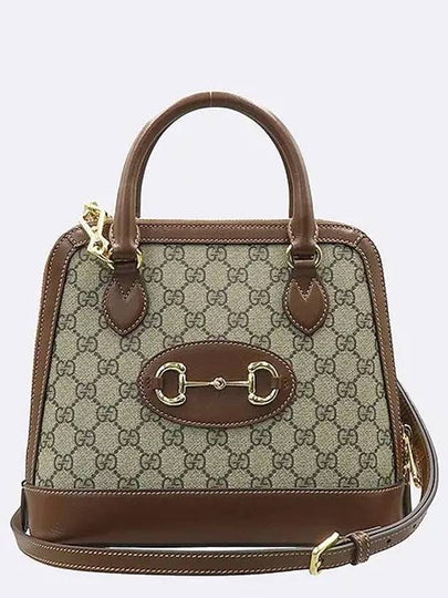 621220 GG Logo Canvas Brown Leather Gold Plated Horsebit 1955 Small Top Handle Bag Shoulder Strap 2WAY - GUCCI - BALAAN 2