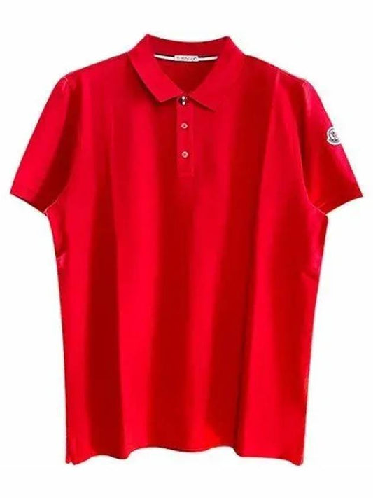 Logo Patch Polo Shirt Red - MONCLER - BALAAN 1
