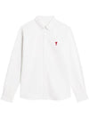 Heart Logo Oxford Button Down Long Sleeve Shirt White - AMI - BALAAN 1