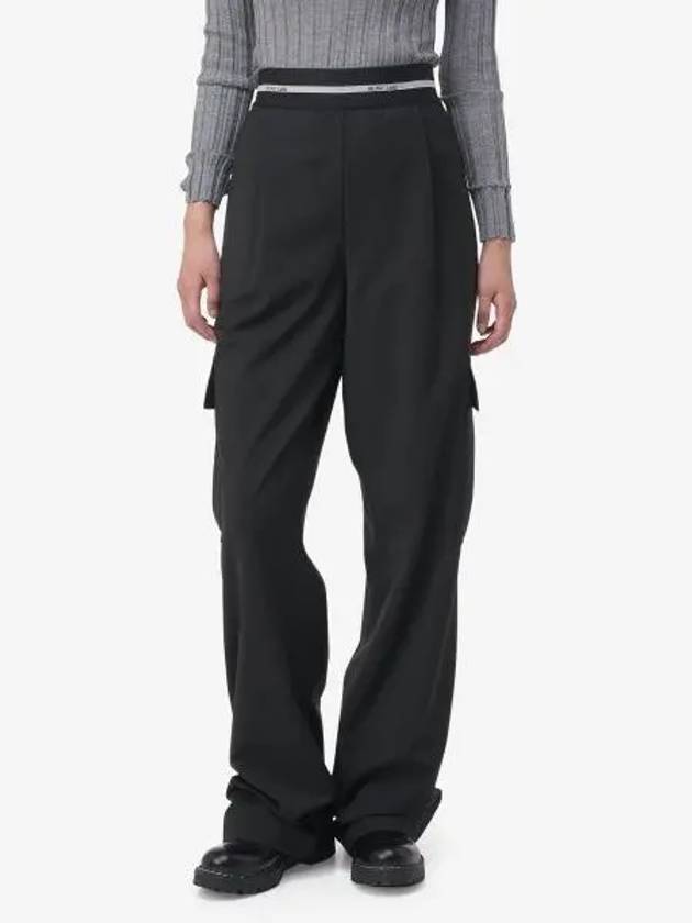 Pull On Stretch Wool Cargo Slacks Black - HELMUT LANG - BALAAN 2