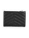 Matelasse Monogram Quilting Zipper Card Wallet Black - SAINT LAURENT - BALAAN 3