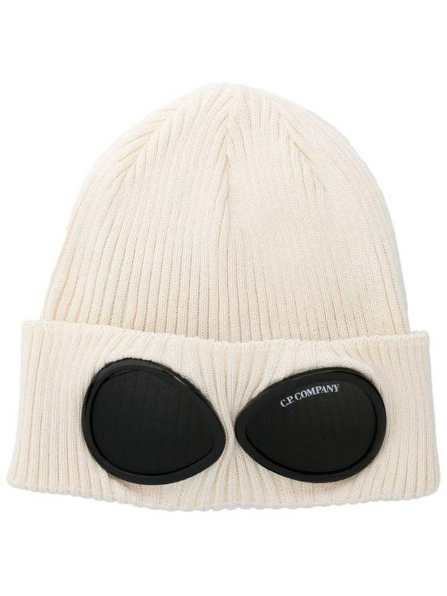 Goggle Detail Ribbed Beanie Beige - CP COMPANY - BALAAN 1