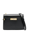 Manhattan Mini Embossed Gold-Tone Logo Leather Cross Bag Black - SAINT LAURENT - BALAAN 2