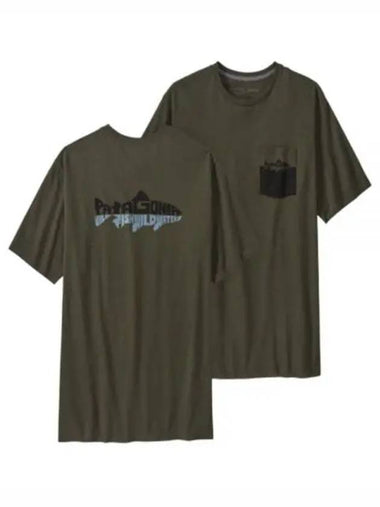 Men's Wild Waterline Pocket Responsibili Short Sleeve T-Shirt Basin Green - PATAGONIA - BALAAN 1