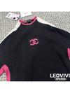 Coconeju CC Logo Long Sleeve Black Pink Wool Knit Top Pullover 36 P74366 - CHANEL - BALAAN 6