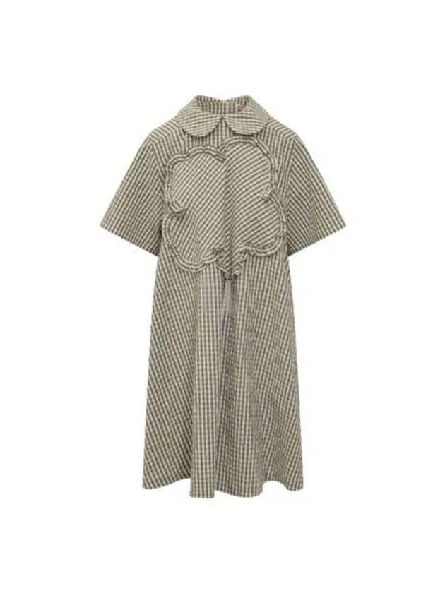 Gingham Baby Doll Cotton Midi Dress Green - KENZO - BALAAN 2