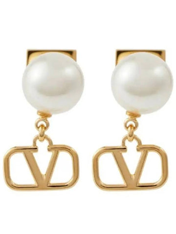 V logo pearl earrings 4W0J0Q43 UXM 0O3 - VALENTINO - BALAAN 1