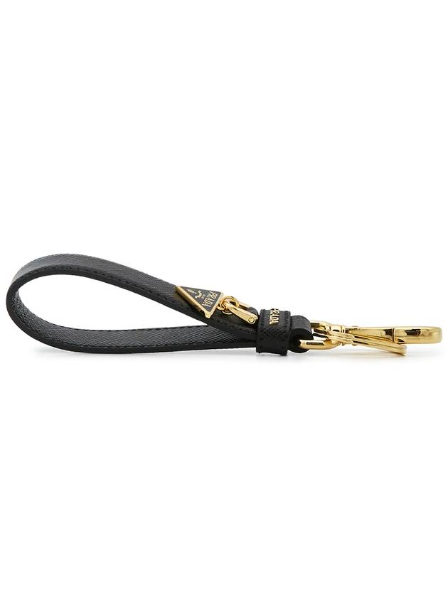 Saffiano Small Logo Charm Key Holder Black - PRADA - BALAAN 5