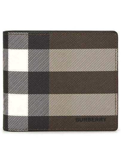 Check Leather International Bifold Wallet Dark Birch Brown - BURBERRY - BALAAN 2