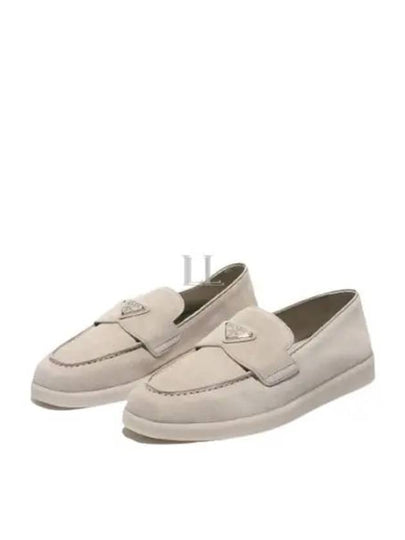 Triangle Logo Suede Loafers Beige - PRADA - BALAAN 2