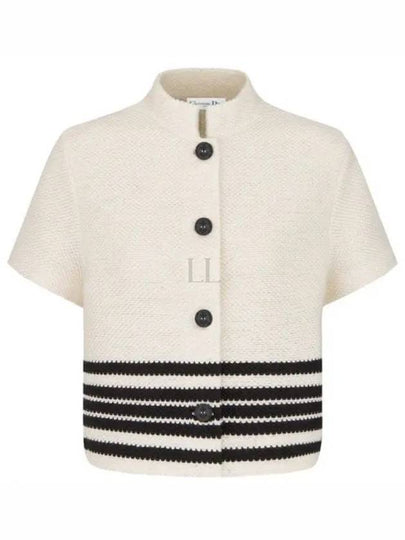 Mariniere Cotton Knit Short Sleeve Jacket Black White - DIOR - BALAAN 2