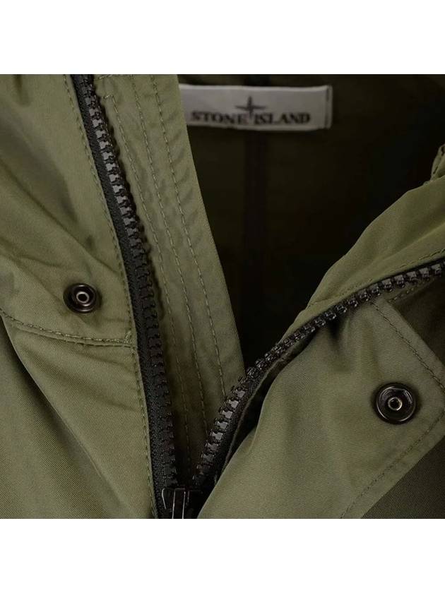 Logo Patch Hooded Jacket Olive - STONE ISLAND - BALAAN 5