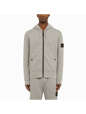 Wappen Patch Cotton Zip Up Hoodie Melange Grey - STONE ISLAND - BALAAN 1