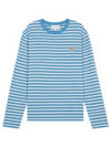 Striped Cotton Short Sleeve T-Shirt Blue - MAISON KITSUNE - BALAAN 2