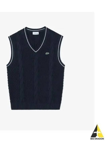 Men s Tipping Point Cable Vest Dark Navy - LACOSTE - BALAAN 1