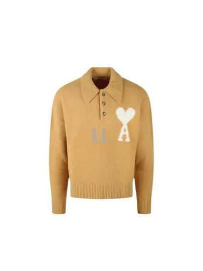 De Coeur Long Sleeve Polo Knit Top Mustard - AMI - BALAAN 2