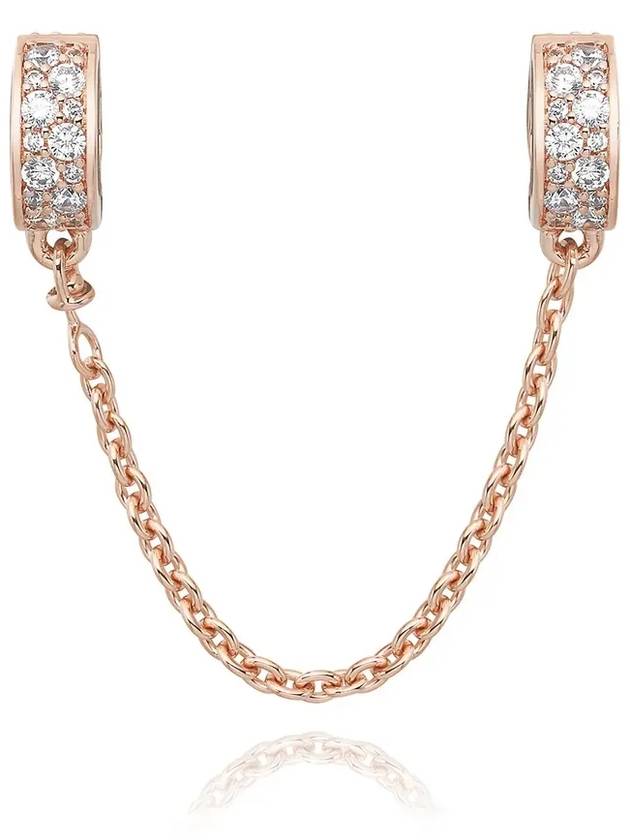 Clear Pave Safety Chain Clip Charm Rose Gold - PANDORA - BALAAN 4