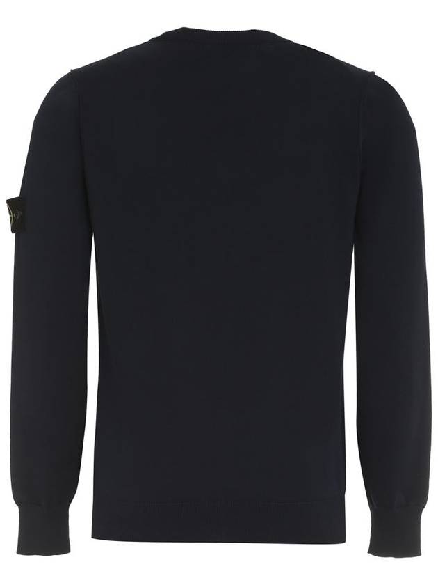 Crewneck Soft Cotton Knit Top Navy - STONE ISLAND - BALAAN 3