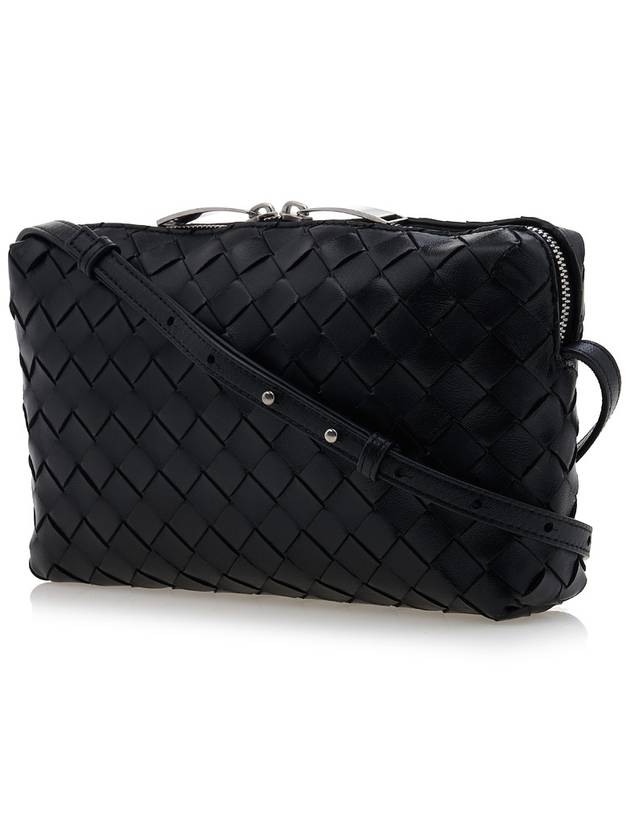 Intrecciato Leather Mini Cross Bag Black - BOTTEGA VENETA - BALAAN 3