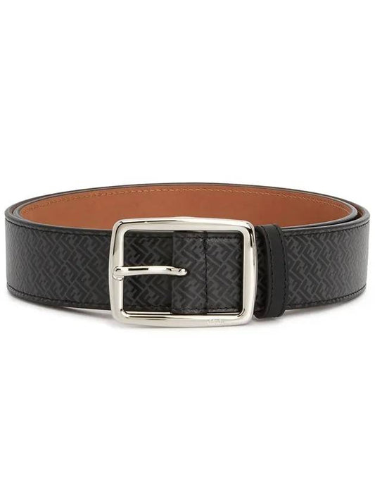 logo pattern jacquard leather belt black - FENDI - BALAAN 1