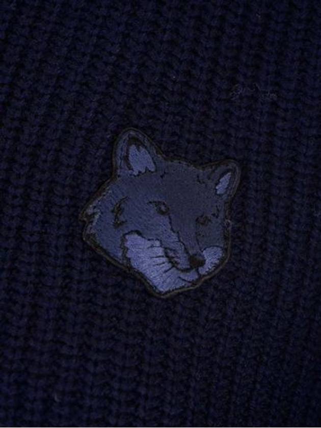 Bold Fox Head Patch Half Zip Knit Top Ink Blue - MAISON KITSUNE - BALAAN 4