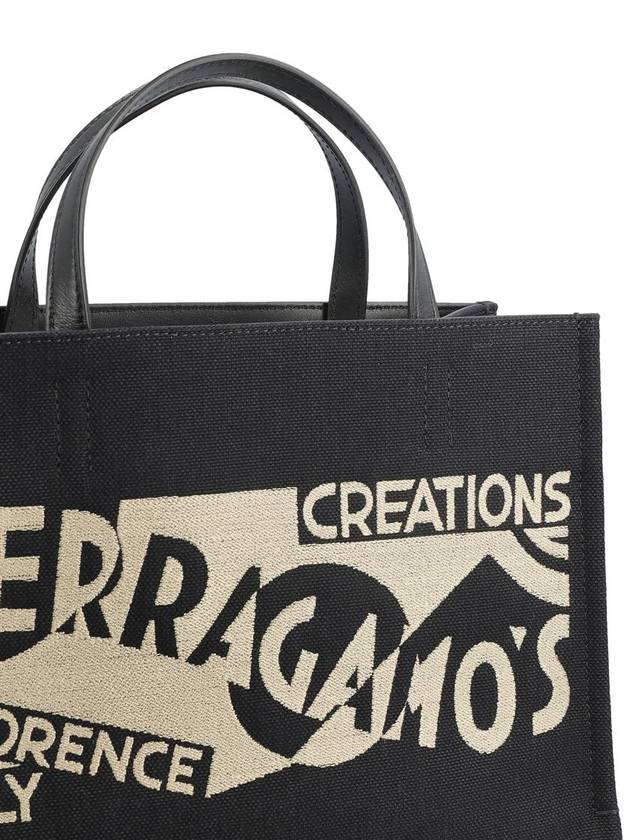 Logo Print Tote Bag Black - SALVATORE FERRAGAMO - BALAAN 5