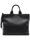 Embossed Logo Leather Tote Bag Black - PRADA - BALAAN 2