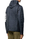 Matte Nylon 4-Bar Stripe Downfill Quilted Hoodie Padding Navy - THOM BROWNE - BALAAN 5