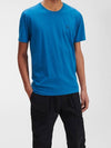 Logo Print Short Sleeve T-Shirt Blue - CP COMPANY - BALAAN 3