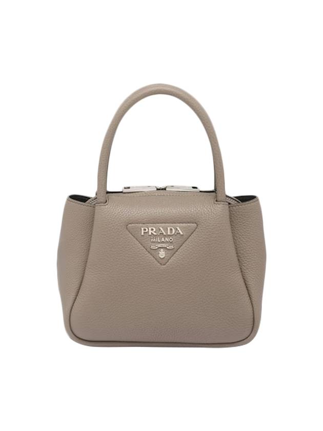 Leather Hand Mini Bag Clay Grey - PRADA - BALAAN 1