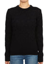 Merino Crisscross Cable Stitch Crewneck Knit Top Navy - THOM BROWNE - BALAAN 3