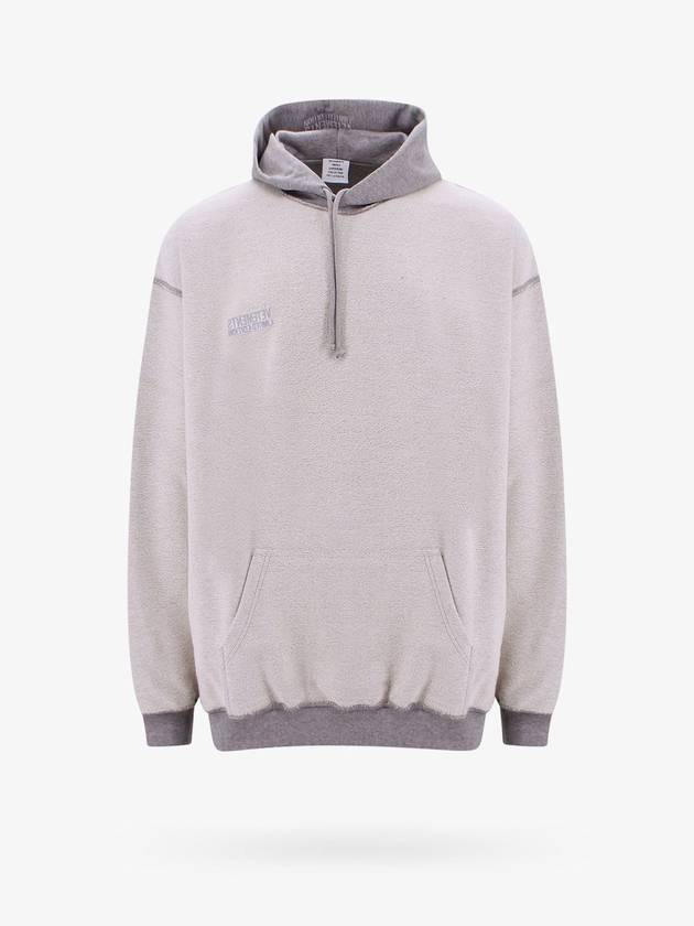 Insert Out Embroided Logo Cotton Blend Hoodie Grey - VETEMENTS - BALAAN 1