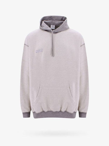 Insert Out Embroided Logo Cotton Blend Hoodie Grey - VETEMENTS - BALAAN 1