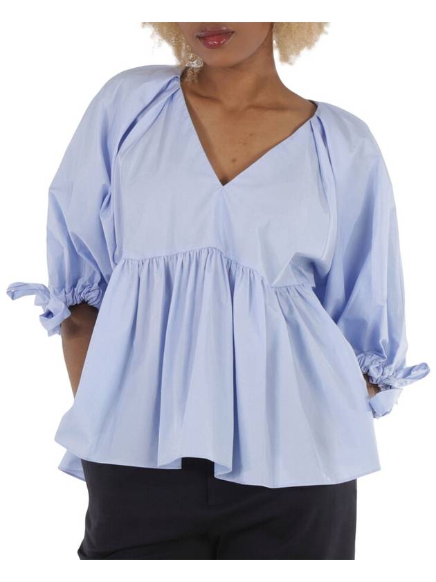 3.1 Phillip Lim Ladies Blue V Neck Cotton Poplin Top, Brand Size 6 - 3.1 PHILLIP LIM - BALAAN 1