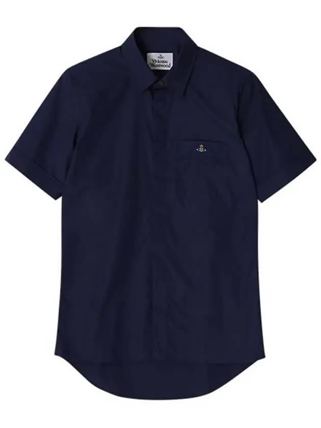 Men's Logo Classic Short Sleeve Shirt Navy - VIVIENNE WESTWOOD - BALAAN 5