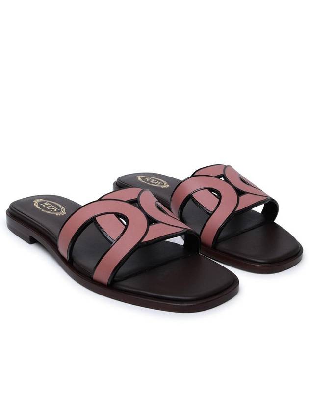 Women's Chain Flat Slippers Pink - TOD'S - BALAAN 3