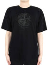 Men's Logo Print Crew Neck Short Sleeve T-Shirt Black - STONE ISLAND - BALAAN 2