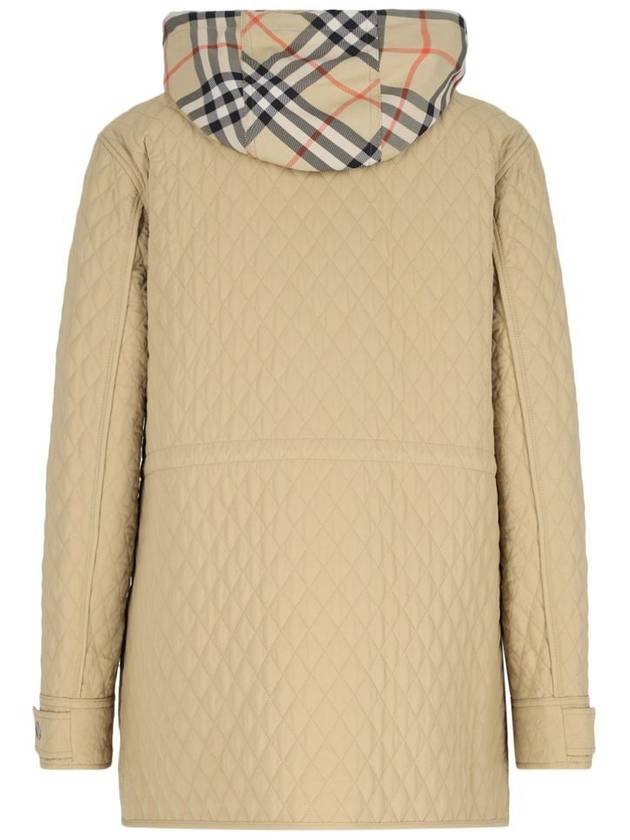 Check Hooded Quilted Jacket Beige - BURBERRY - BALAAN 3