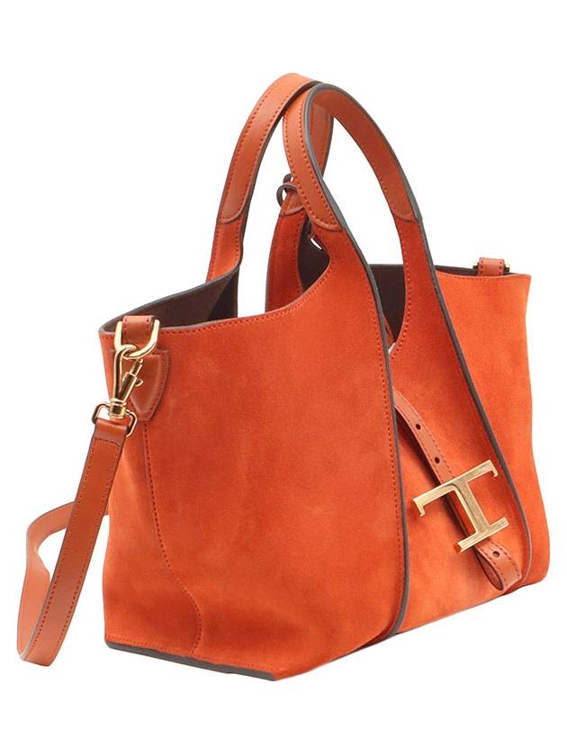 Orange brown suede gold plated timeless shopper mini 2WAY XBWTSBA9100 - TOD'S - BALAAN 4