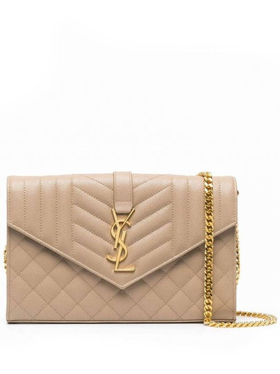 Cassandre Monogram Chain Cross Bag Dark Beige - SAINT LAURENT - BALAAN 2