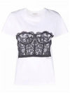 Lace Corset Print Short Sleeves T-Shirt White - ALEXANDER MCQUEEN - BALAAN 2