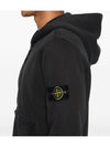 Logo Patch Zip-Up Hoodie Black - STONE ISLAND - BALAAN 5