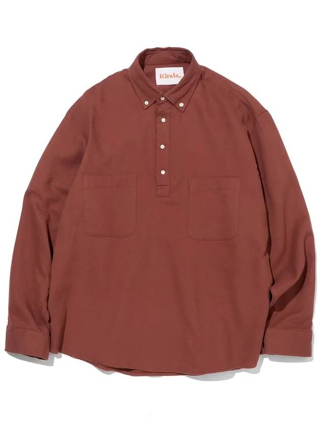 Peach Twill Pullover Button Down Ver.2 Polo Shirt Brick - KINDS - BALAAN 4