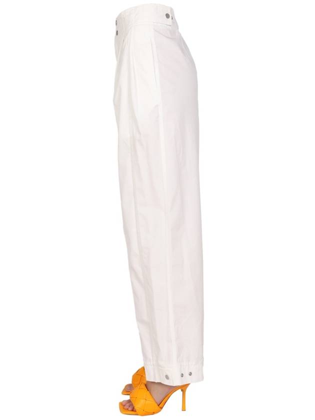 Women's Compact Cotton Wide Pants White - BOTTEGA VENETA - BALAAN 4